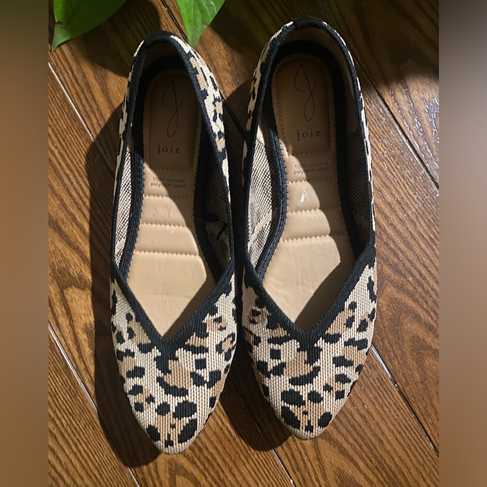 Joie Leopard Print Flats in Black and Tan